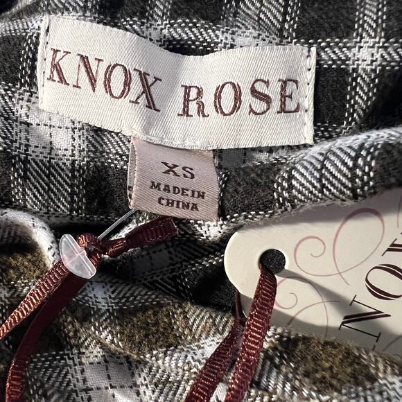 Knox Rose Women's Black Plaid Open Layered Light Jacket - Size XS - NWT - Picture 2 of 9